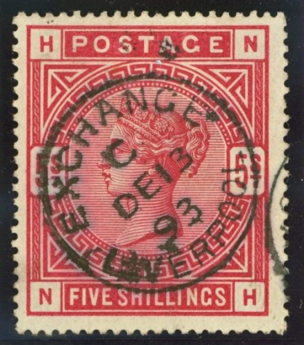 1883 51- 5/- Crimson SG 181. VFU extra deep shade