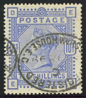 1883 10/- Ultramarine SG 183. VFU