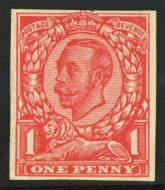 1912 1d Scarlet paper trial on John Allen special finish paper