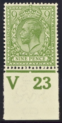 1912 9d Olive Green SG 393a. A superb U/M contro