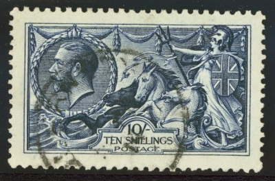 1913 10/- Indigo Blue SG 402 VFU