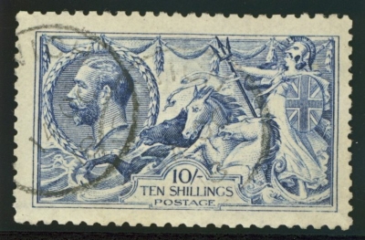 1915 10/- Blue SG 412 VFU