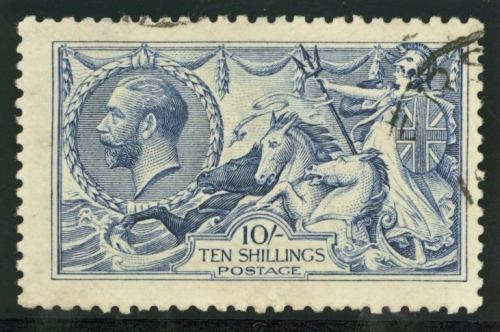 1915 10/- Blue SG 412 VFU