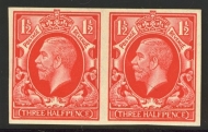 1934 1½d Colour Trial in Scarlet. A fresh L/M/M pair. Cat £320