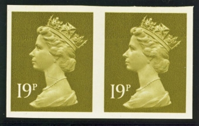 1993 19p Bistre variety imperf SG Y1682a. U/M