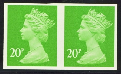 1993 20p Green variety imperf SG Y1687a. U/M