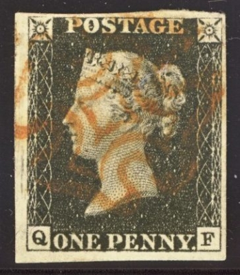 1840 1d Black SG 2 Plate 4 Q.F. 