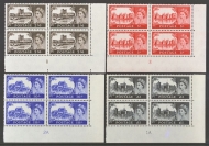 1963 2/6 - £1 Castles set of 4v in Cylinder blocks of 4