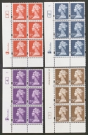 1999 £1.50 - £5 Machin (Enschede) set of 4 in cylinder blocks of 4