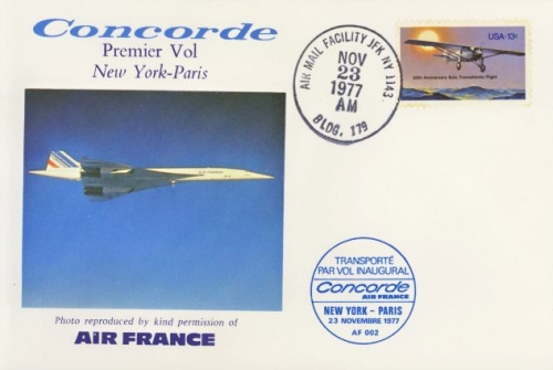 1977 23nd Nov New York - Paris Inaugural Concorde flight on Rembrandt  cover