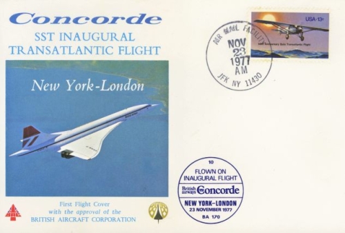 1977 23nd Nov New York - London Inaugural Concorde flight on BAC  cover