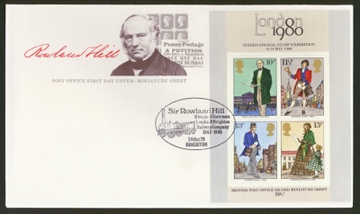 1979 Rowland Hill M/S on Post Office cover Brighton FDI