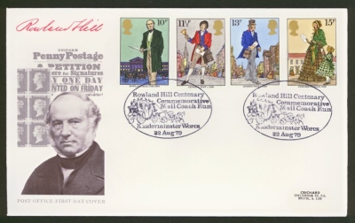 1979 Rowland Hill on Post Office cover Kidderminster FDI