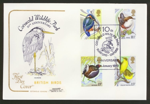 1980 Birds on Official Cotswold cover Wildlife Burford FDI