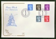 1990 1d Black Anniv on Cotswold cover Uniform Postage Kidderminster FDI