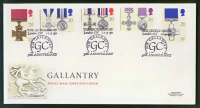 1990 Gallantry on Post Office cover George Cross London FDI