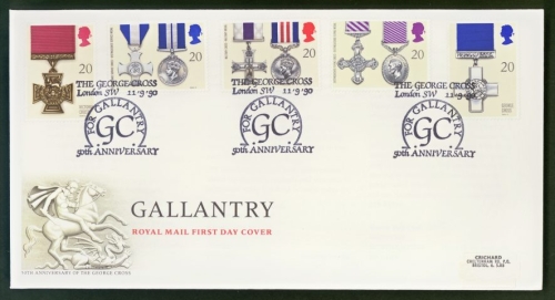 1990 Gallantry on Post Office cover George Cross London FDI