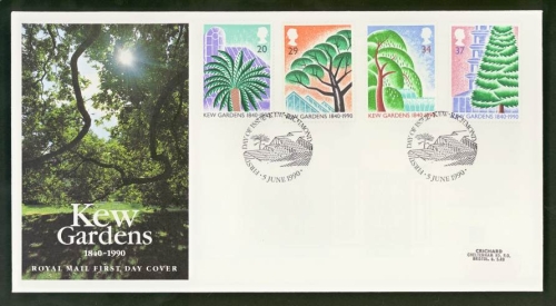 1990 Kew Gardens on Post Office cover Kew circle FDI