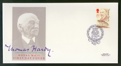 1990 Thomas Hardy on Post Office cover Stinsford Dorset FDI