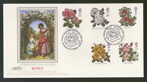 1991 Roses on PPS Silk cover Botanic Gardens Kew FDI