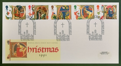 1991 Christmas on Post Office cover Lincoln FDI