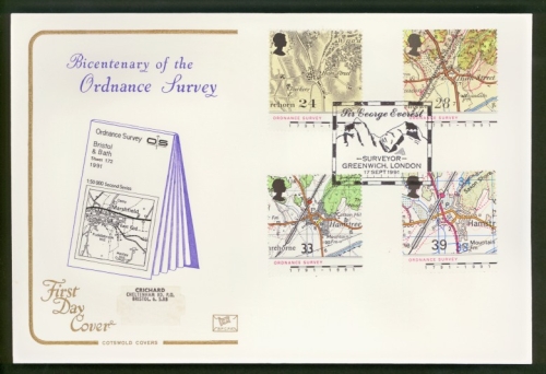 1991 Maps on Cotswold cover with Greenwich FDI