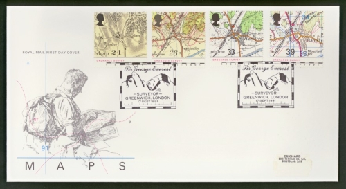 1991 Maps on Post Office cover with Greenwich FDI