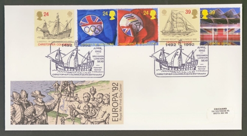 1992 Europa on Post Office cover with Bradbury Greenwich FDI