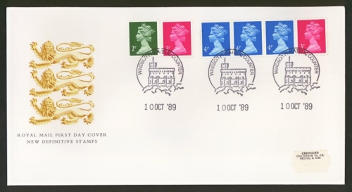 1989 10th Oct Coil strip on Post Office cover cover Windsor FDI