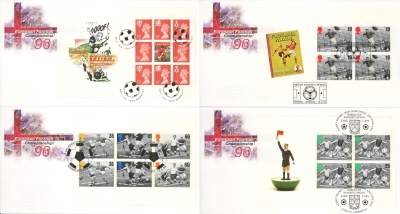 1996 14th May Football booklet panes on Post Office covers with 4 Special FDI