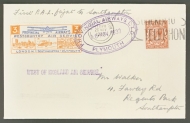 1933 26th Nov West Country Air Service by Provincial Airways Ltd - First Flight Plymouth to Southampton with 3d Stamp