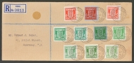 Guernsey 1941 Wartime ½d + 1d Shades 10 different shades VFU on cover