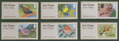 2010 Birds 1 FS6 1st Class x 6 Designs as singles