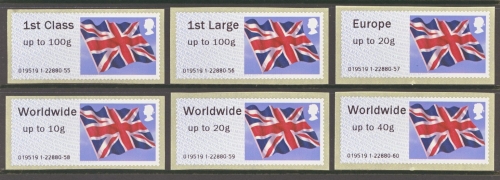 2012 Union Flag FS39-41 + 42-44 Set of 6 values Type 2