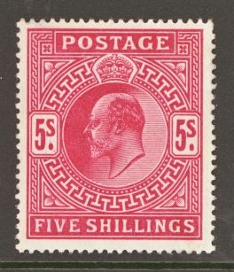 1902 5/- Deep Bright Carmine SG 264 Superb U/M