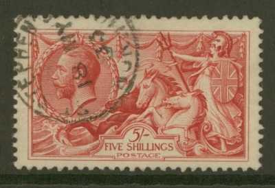 1918 5/- Rose Red SG 416 VFU