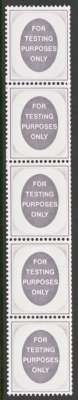 Post Office Testing Stamps  A vertical coil strip of 5 U/M