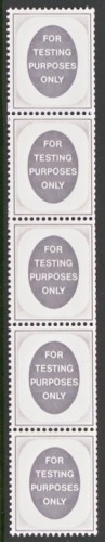 Post Office Testing Stamps  A vertical coil strip of 5 U/M