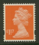 U3084a £1.17 Bright Orange (M IL) Missing P