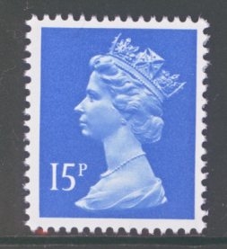 1971 Machin 15p Bright Blue SG 905y missing phosphor 