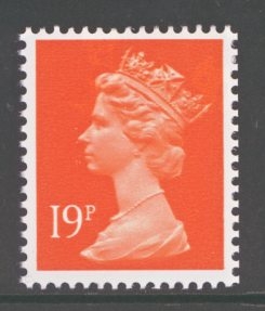 1971 Machin 19p Orange  SG 914y missing phosphor 