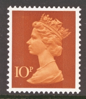 10p Orange Brown  2B SG 885 PVA