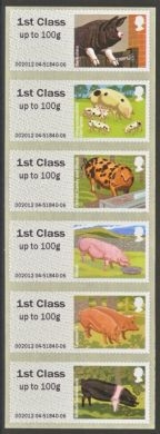 2012 Pigs FS33 x 6 designs in a strip