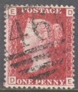 1858 1d Red Plate 194  Cat £10