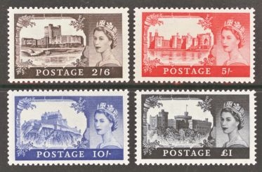 1963 Castles Set Of 4 SG 595a -98a