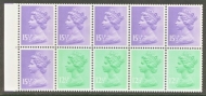 X899l 12½p x 4, 15½p x 6 12½p at right