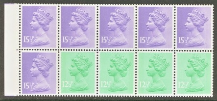 X899l 12½p x 4, 15½p x 6 12½p at right